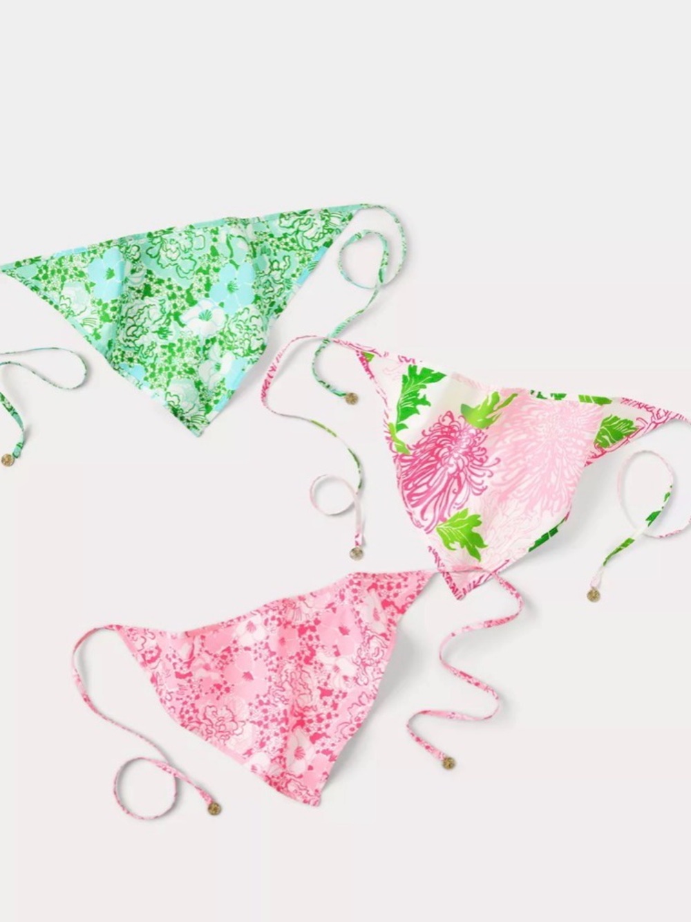 NwtLilly Pulitzer Head Scarves (set Of 3) New Pattern Burst Of Joy Collection